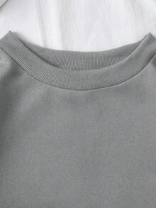 INAWLY Đồ họa Trái tim & Chữ cái Áo nỉ - Xám - Xem 5