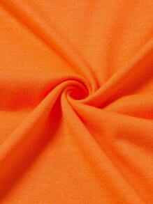 SHEIN 标语图案 T 恤上帝赐予我平安我的快乐图案 T 恤女式上衣 - 橘色 - 查看 4