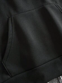 Nam Đồ họa Chữ cái Túi kangaroo Dây rút Hoodie - màu đen - Xem 3