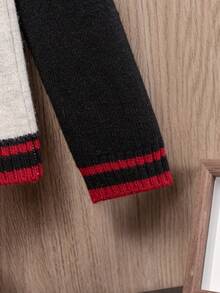 SHEIN 男小童車圖案插肩袖條紋飾邊套頭毛衣 - 彩色 - 查看 3