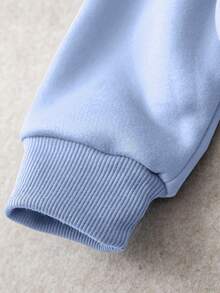 SHEIN EZwear 山和字母圖案加絨內裏運動衫