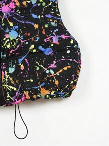 SHEIN EZwear Plus 反光图案印花连帽夹棉大衣 - 彩色 - 查看 3