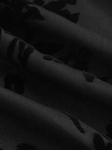 SHEIN MOD Women's Floral Jacquard Slit Hem Slip Dress - Black - View 4