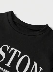 RueChic Men Letter Graphic Sweatshirt - Black - View 6