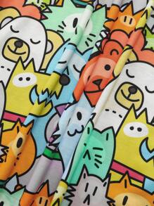 SHEIN 青少年男孩彩色休閒運動寬鬆卡通印花圓領t恤,適用於春夏季節 - 彩色 - 查看 5