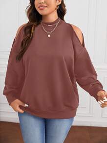 SHEIN Essnce Talla grande Sudadera unicolor de hombros descubiertos