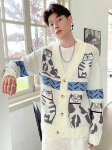 Manfinity Hypemode Nam Mô hình Cartoon Thả vai Áo len Mở - Nhiều màu - Xem 5