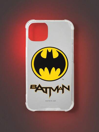 Batman X ROMWE 1 pièce Lettre Chauve-Souris Motif Étui de téléphone en TPU Compatible avec iPhone