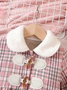 SHEIN Jeune Fille Duffel-coat À Carreaux À Col Sherpa