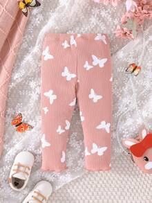 Baby Girl Butterfly Print Leggings - Pink - View 2