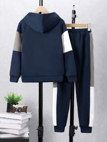 Tween Boy Color Block Hoodie & Sweatpants
