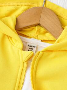 Baby Girl Solid Top & Zip Up Hoodie & Sweatpants