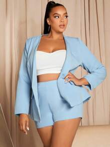 SHEIN SXY 大碼素色單釦西裝外套&短褲