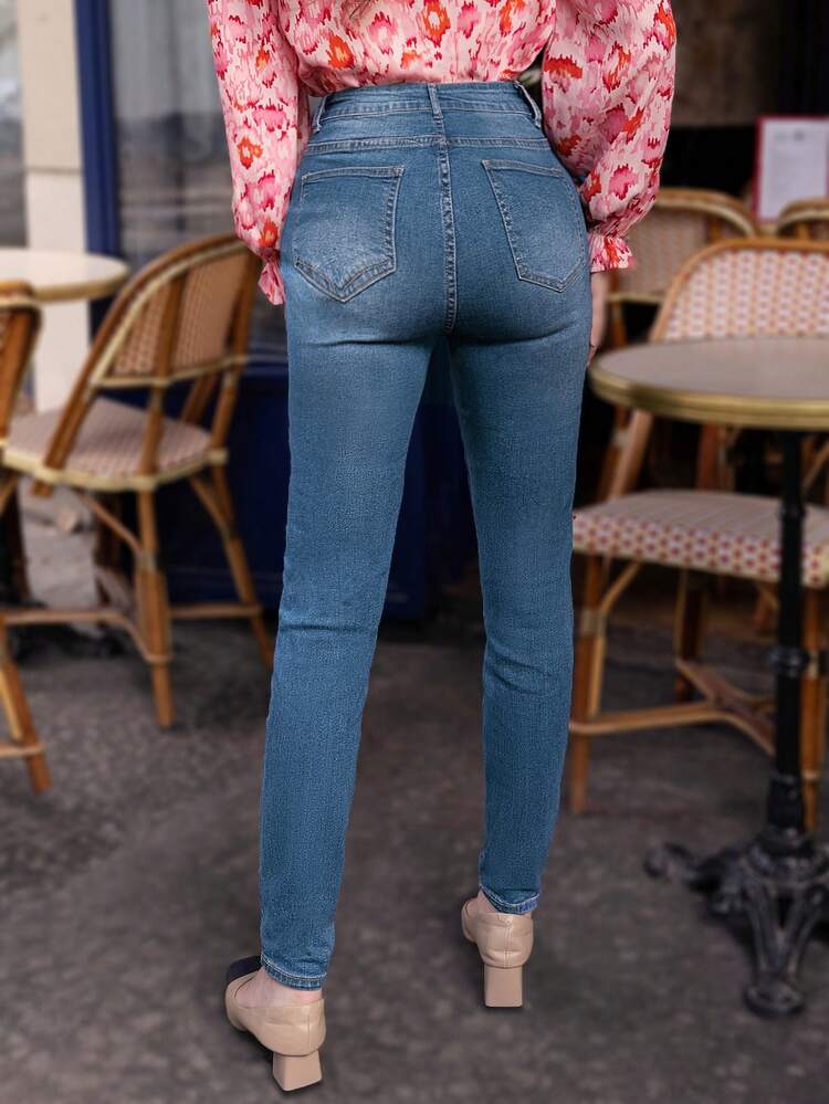 Button Fly Skinny Jeans