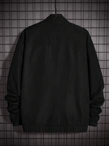 Manfinity Homme Hommes 1 Pièce Veste À Fermeture Éclair Imprimée De Lettres - Noir - Voir 2