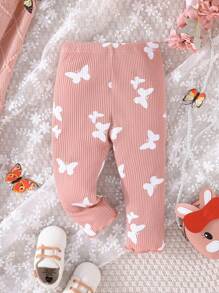 Baby Girl Butterfly Print Leggings - Pink - View 1