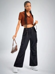 Muchica Single Breasted Notched Collar Tee - Rust Brown - View 6