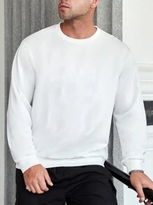 Manfinity LEGND Men Plus Slogan & Eagle Print Sweatshirt - White - View 2