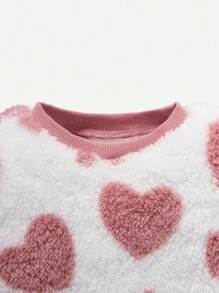 Cozy Pixies 女婴心形印花毛绒卫衣 女婴卫衣 婴儿套头衫