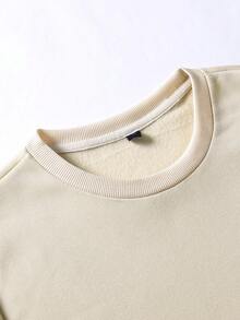 Manfinity Homme Hombres Sudadera con torre & con estampado de slogan de hombros caídos - Albaricoque - Ver 4