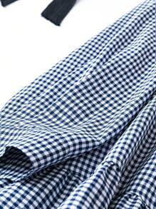 SHEIN LUNE Plus Plaid Print Ruffle Hem 2 In 1 Dress - Blue - View 3