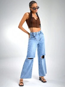 SHEIN EZwear 3件缺口V領前排扣背心上衣 - 彩色 - 查看 4