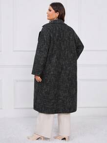 EMERY ROSE 大碼西裝領雙排釦花呢外套 - 藍色 - 查看 2