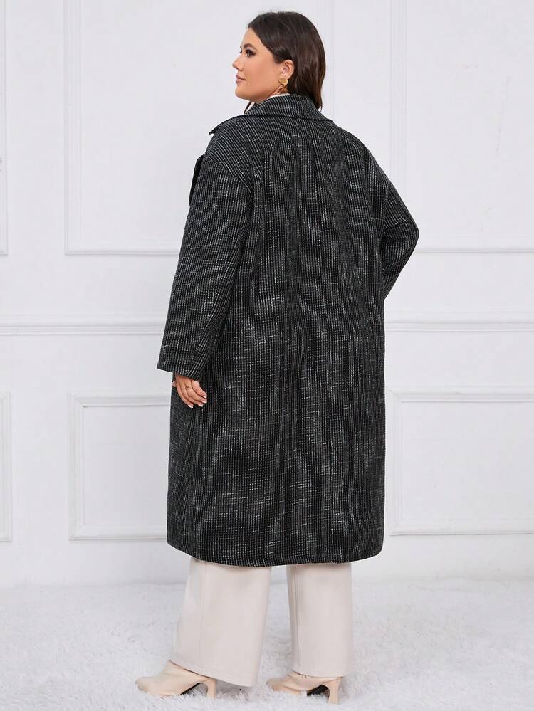 Plus Lapel Neck Double Breasted Overcoat Fall Cloth For Women