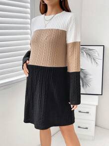 SHEIN Maternity Color Block Cable Knit Dress