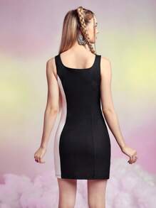 SHEINNeu Two Tone Cartoon Graphic Zip Up Dress