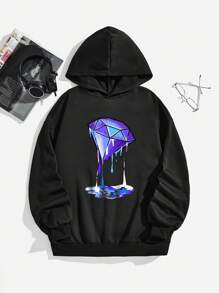 青少年男孩鑽石圖案連帽衫