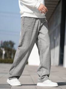 Manfinity EZcore Men Slant Pocket Wide Leg Jeans - Grey - View 5