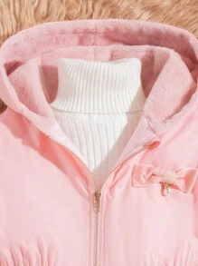 SHEIN 1 pièce Manteau matelassé à capuche avec nœud papillon, pour fille pré-adolescente