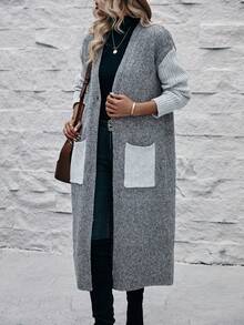 SHEIN LUNE 撞色落肩袖單釦開襟衫 - 彩色 - 查看 3