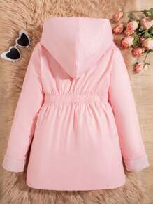 SHEIN 1 pièce Manteau matelassé à capuche avec nœud papillon, pour fille pré-adolescente