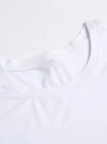 Manfinity Homme Nam Plus Đồ họa Chữ cái Áo thun - trắng - Xem 5