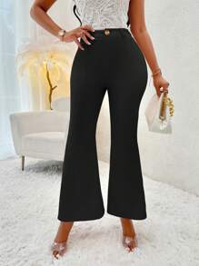 Zolique Pantalones de traje pierna amplia - Negro - Ver 1