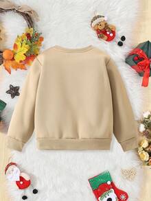 1件男童休闲迷彩字母印花卫衣，秋冬季 - 卡其色 - 查看 2