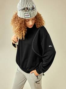 In My Nature Áo nỉ ngoài trời tay rớt, đường may nổi bật - màu đen - Xem 7