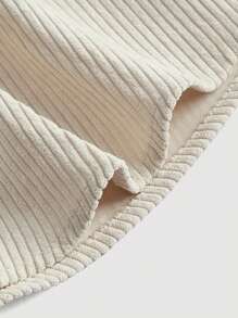 SHEIN MOD 前紐扣翻蓋細節喇叭下擺半身裙 - 卡其色 - 查看 3