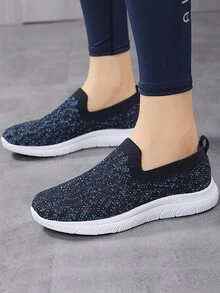 女士休閒懶人走路鞋,舒適透氣網面戶外鞋 - 藍色 - 查看 6