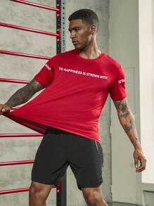 Manfinity Sport Corelite Men Slogan Graphic Tee Workout Tops Compression Shirt Men - Red - View 6