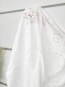 SHEIN LUNE Hơn Lỗ gắn thêu Nút phía trước Áo sơ mi - trắng - Xem 6