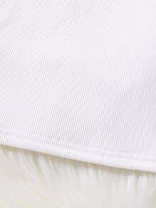 SHEIN Young Girl Mock Neck Tee & Cartoon Embroidery 3D Ears Design Teddy Overalls - Pink - View 5