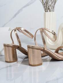 時尚方頭優雅&經典華麗高跟鞋適合女士 - 金色 - 查看 2