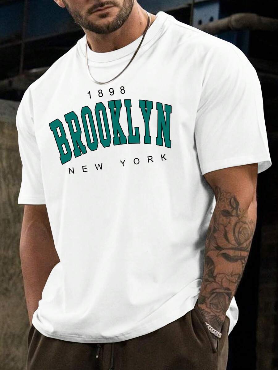 Manfinity Homme Nam Plus Đồ họa Chữ cái Áo thun - trắng - Xem 1