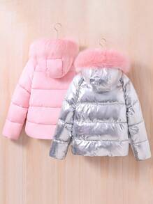 Teen Girls' Reversible Padded Coat With Collar - Multicolor - View 2