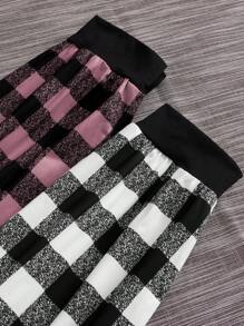 2pcs Plaid Print Tie Waist Pajama Sleep Pants, Fall Winter Clothes - Multicolor - View 4