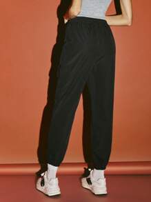 SHEIN EZwear Quần nữ Dây kéo Túi màu trơn Giải trí - màu đen - Xem 2