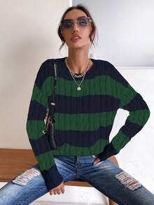 SHEIN Frenchy Khối màu Thả vai Áo len - Nhiều màu - Xem 5